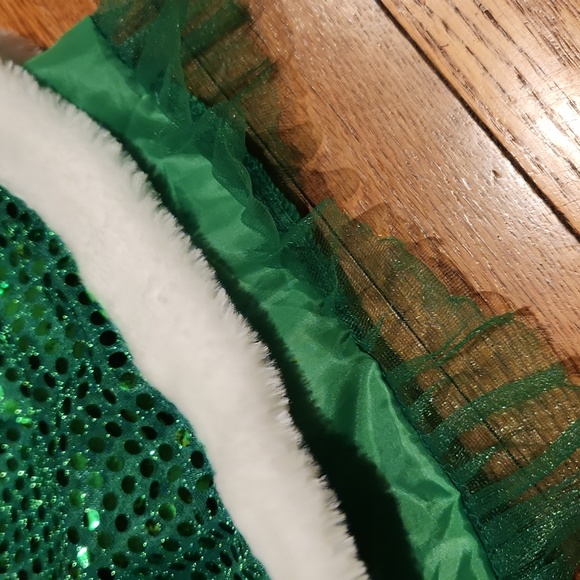 Sequin Green Tulle and Satin Elastic Waist Skirt St. Patrick's or Christmas - Picture 5 of 6